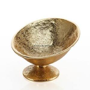 Texture rugueuse en aluminium coulé de haute qualité plaqué or Unique fantaisie Designer Table maîtresse de service et bol décoratif approvisionnement - Product Image 1