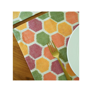 Classic Printed Square Multicolour Soft <b>Linen</b> Placemat 32x45cm Dining <b>Table</b> Mat Lightweight OEKO TEX Certified India Exporters - Product Image 6
