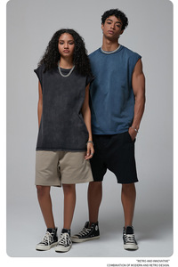 Top vaquero de manga corta de punto suelto de talla grande, estilo Vintage, unisex, informal, para ocio de verano - Product Image 6