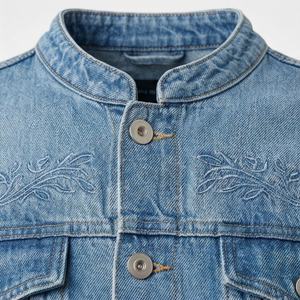 Veste en jean décontractée personnalisée pour hommes, grandes tailles, 100% coton, option logo sur le devant, respirante, veste d'hiver - Product Image 4