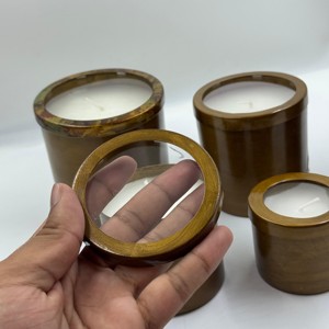 ชุดเทียนตกแต่งบ้าน5ชิ้นทำจากทองเหลืองโบราณพร้อมฝาปิดโปร่งใส - Product Image 4