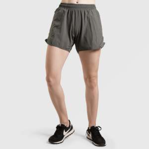 Yager Summer Formal Hot Shorts Breathable Cotton and Polyester Mid Waist Logo and Pattern Print Washed Fitness Shorts (Grey) - Product Image 5