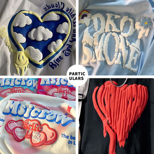 Gráfico 100% algodón tejido de gran tamaño Regular Fit impreso peso pesado personalizado 3D espuma para camiseta de hombre - Product Image 5