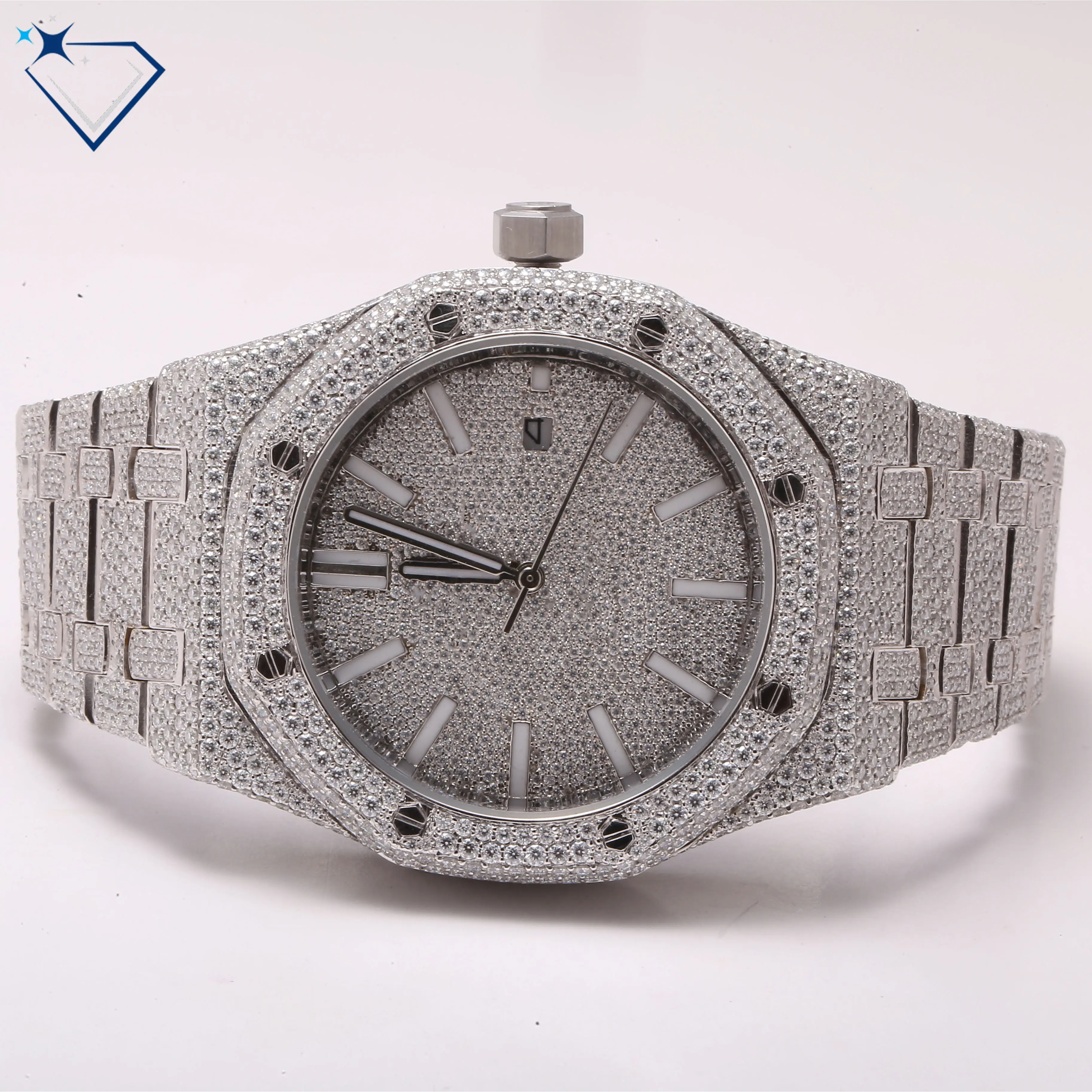 fashion women mens watches top brand luxury iced out watch natural diamond watch for men stainless steel business wristwatch