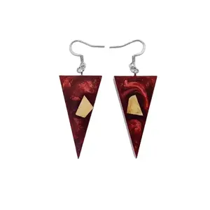 Boucles d'oreilles pendantes pour femmes en bois et résine de haute qualité, styles tendance avec perle et pierre de diamant par ABDUL REHMAN ENTERPRISES - Product Image 1