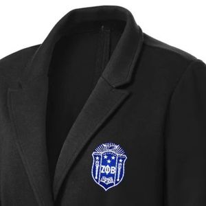 Blazers pour femmes, sororité, noir, encolure en V, double boutonnage, écusson brodé Zeta Phi Beta, manches longues, fente au dos, Divine Nine - Product Image 5