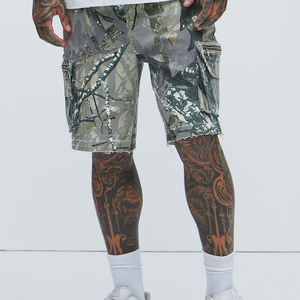 Fashion Vintage Solid Pockets Cargo High-Street Relaxed Men's <b>Elastic</b> Waist Shorts Streetwear Canvas Eco-Friendly Breathable - Product Image 1