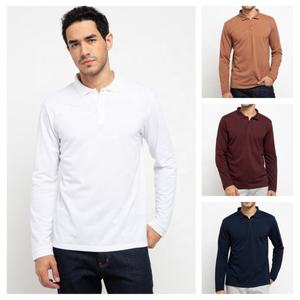 Alta calidad de los hombres de manga larga 100% algodón 180gsm Piqué telas al por mayor Bangladesh fábrica polos - Product Image 6