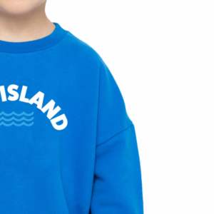 Sweat-shirt brodé graphique Sun Island couleur personnalisée pour enfants avec pull ras du cou design vague pour un confort unisexe - Product Image 2