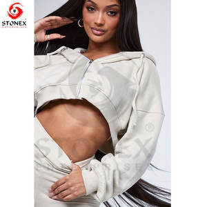 2024 personalizado en blanco pullover cropped hoodies mujeres al por mayor crop HOODIE para mujeres - Product Image 2
