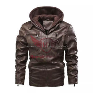 Nouveau design de veste en cuir de moto pour hommes de qualité supérieure avec beau sweat à capuche et fermeture à glissière veste en cuir de bombardier - Product Image 1