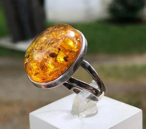 Bijoux de pierres précieuses ovales en argent Sterling 925 fait à la main belle bague de promesse en ambre de la Baltique pour femmes bagues fines élégantes - Product Image 2