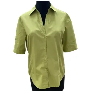 Ladies FemmeWomen Blouse Shirt 195 in pure cotton short sleeves from Italian tradition American Fashion bright colours charming