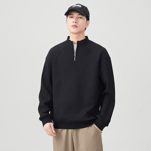 Pull à demi-zip pour homme Nouveau pull décontracté tendance à manches longues et col Motif uni Sweat-shirt pour homme - Product Image 4