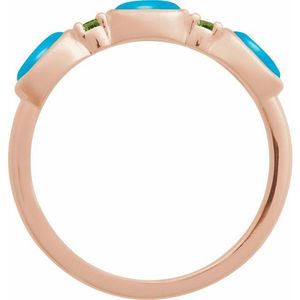 Stuller 14KR Accented <b>Ring</b> 72478:121P with 18K White Plating Asscher Emerald Cut <b>Turquoise</b> Diamonds Bezel Set for Everyday Wear - Product Image 2
