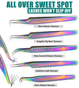 Pince à épiler professionnelle pour extensions de cils avec logo personnalisé, pointe en fibre pour volume, outil d'extension de cils à pointe fine pour usage en salon - Product Image 5