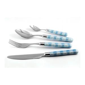 Juego de 4 cubiertos de acero inoxidable chapados en color plateado, ideales para cocina, mesa, regalo, uso doméstico, cubiertos con mango redondo Multicolor - Product Image 3