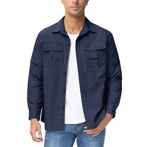 เสื้อใส่ทำงานคาร์โก้แขนยาวสำหรับผู้ชายเสื้อเดินป่าซาฟารีมีกระเป๋าเสื้อมีกระดุมแห้งเร็วฤดูร้อน - Product Image 2