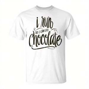 T-shirt « Je cours pour manger du chocolat » pour les amateurs de chocolat, à des fins promotionnelles - Product Image 2