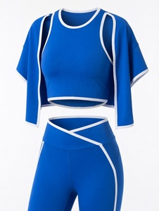 Wholesale Fitness Clothes for Gym Wear Women Sets 3 Pieces Yoga <b>Jackets</b> <b>Workout</b> Leggings Sports Bras Top Sportswear Set - Product Image 3