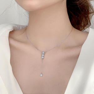 Luxury Bezel 2 Carat Brilliant Cut Lariat Y Shaped Collarbone <b>Chain</b> Pendant Tassel Bubble Sterling <b>Silver</b> Moissanite <b>Necklace</b> - Product Image 5