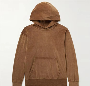 Sweat à capuche en velours uni vintage sans cordon de serrage pour un produit unisexe en tissu de meilleure qualité - Product Image 2