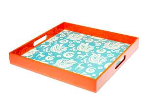 Bandeja de Servicio Cuadrada de Madera Hecha a Mano de Primera Calidad, Bandejas Decorativas Lacadas para Mesa de Centro con Asa para Decoración del Hogar y Servicio - Product Image 4