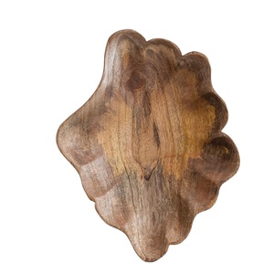 Hand-Carved Mango <b>Wood</b> Scalloped Platter for Serving Natural Serving Tray Lightweight Natural Dinnerware Dishes for <b>Steak</b> - Product Image 1