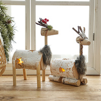 Figurine de renne en bois massif faite à la main - Ornement de Noël DIY, décoration de scène festive, cadeau pour une ambiance festive à la maison, Chine
