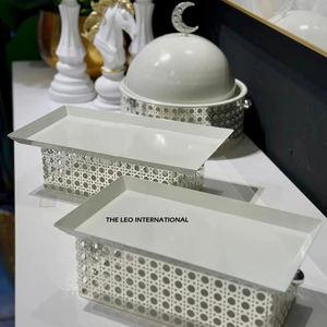 Plateau de serveur de nourriture de qualité supérieure plateau en métal personnalisé Design luxueux finition brillante décoration de Table à dîner plateau de service - Product Image 3