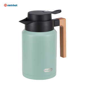 Bouteille isotherme en acier inoxydable Hokori 1500 ml avec poignée en bois et couvercle anti-fuite à bouton-poussoir - Product Image 3