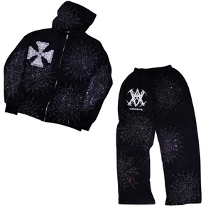 สเวตสูทมีฮู้ดพิมพ์ลายได้ตามต้องการแนวสตรีทแวร์500มีฮู้ดโอเวอร์ไซส์สไตล์วินเทจผ้ากรดซีดจาง - Product Image 1