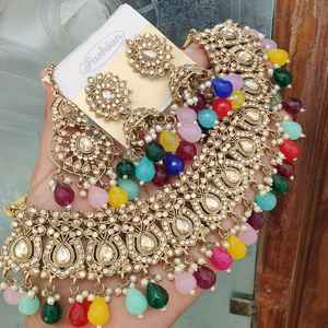 Traditional Necklace Set With Maang Tikka And <b>Beautiful</b> <b>Earrings</b> Indian Manufacturer And Wholesaler Of Premium Quality Jewelry - Product Image 2