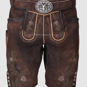 HERREN BAVARIAN BROWN OKTOBERFEST LEDERHOSEN Pantalones Trachten Pantalones Tela de cuero personalizada Cuero de vaca Gamuza 2025 - Product Image 1