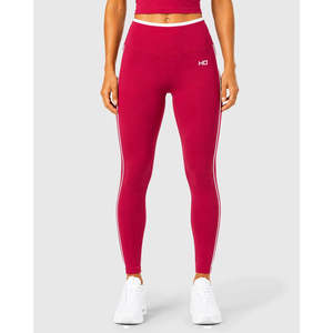 Leggings de sport taille haute pour femme M Fitness, rouge cerise, coupe ajustée, longueur intégrale, avec bande latérale unie et logo lettre, en Spandex/Nylon - Product Image 1