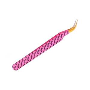 Pincettes d'extension de cils de précision de haute qualité avec logo personnalisé Breloques antidérapantes en acier inoxydable à pointe en fibre en forme de L à 90 degrés - Product Image 4