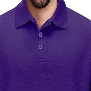 เสื้อโปโลเสื้อยืดแขนยาว100% ผู้ชาย, เสื้อยืดแขนยาวผ้าคอตตอนสีตัดกันเสื้อยืดสำหรับใส่เล่นกีฬา - Product Image 2