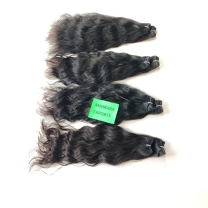 100% Extensions de cheveux humains de Temple indien vierge non transformés pas cher ondulé noir cuticule alignée faisceaux lâche vague profonde naturel - Product Image 2