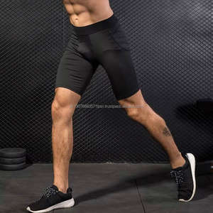 Shorts de compression de fitness avec poches pour hommes, leggings à séchage rapide et haute élasticité, collants de sport pour l'entraînement et la course à pied - Product Image 1