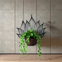 Pot de fleurs suspendu en forme de feuille de lotus moderne, en maille, en fonte enduite de poudre, durable, noir, personnalisable, de haute qualité, pour l'intérieur