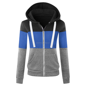 Fashion Autumn Winter Women Short Sleeve Color Contrast <b>Patchwork</b> Zipper Hooded Pocket Sport 3D Embroidery Hoodies <b>Top</b> Outerwear - Product Image 2