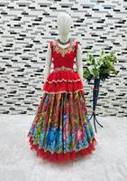 Ensemble pour filles en Georgette Fox lourde, réversible, extensible, à séchage rapide, infroissable, longueur cheville, coupe classique, pour Fête, Mariage, Diwali