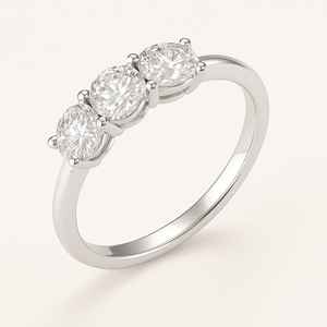 แหวนหมั้นเพชรทรงกลมเจียระไนแบบบริลเลียนท์ ชุบทองคำขาว 14K สำหรับทั้งชายและหญิง ประดับเพชรเลี้ยงในห้องปฏิบัติการ พร้อมใบรับรอง งานฝีมือชั้นดี - Product Image 1