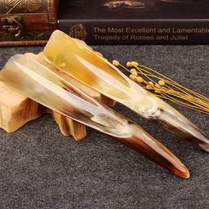 Handmade Polished Natural Buffalo <b>Horn</b> <b>Shoe</b> <b>Horn</b> with <b>Long</b> Leather <b>Handle</b> Real Religious Style for Home Use RM International - Product Image 3