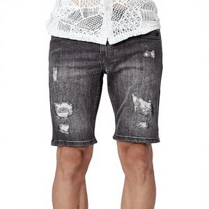 Pantalones Cortos de Mezclilla Casuales para Hombre, Estilo Vintage, Desgastados, Ajustados, de Cintura Media, Hasta la Rodilla, de Verano, 100% Poliéster - Product Image 1