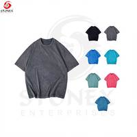 T-shirts unisexes en coton 100% avec logo personnalisé, couleur vintage délavée à l'acide, style streetwear Shaka, poids lourd