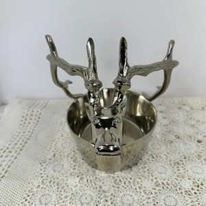Cuenco Decorativo Plateado con Cara de Reno para Decoración Festiva de Mesa, Estilo Navideño y Exhibición de Lujo para el Hogar, Venta al por Mayor desde India - Product Image 6