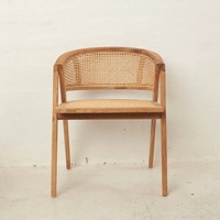 Chaise de salle à manger en bois de bonne qualité avec canne en rotin naturel tissé Style moderne Meubles de maison Design Pieds en bois