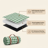 Couverture de pique-nique pliable imprimée OEM, tapis de plage rembourré 3 couches, imperméable et anti-sable, pour extérieur, gazon, camping, avec sangle