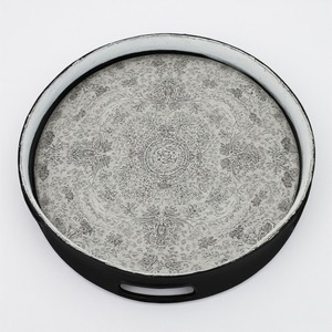 Plaque de chargeur en fer en métal gris crépuscule motifs de tourbillon fumé Design Art déco moderne auto-adhésif léger pour mariage - Product Image 4